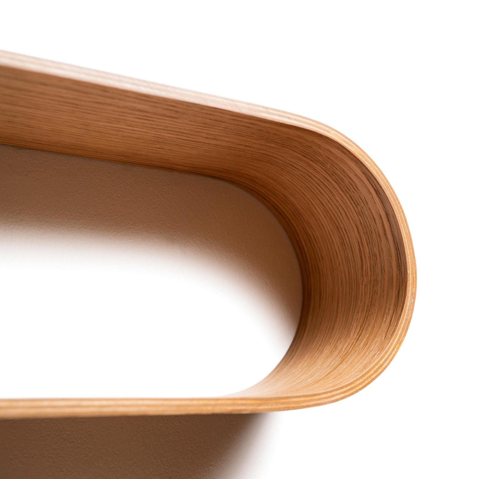 Bent Wood Wall Shelf Oval Loop Design Natural Oak Veneer image 1