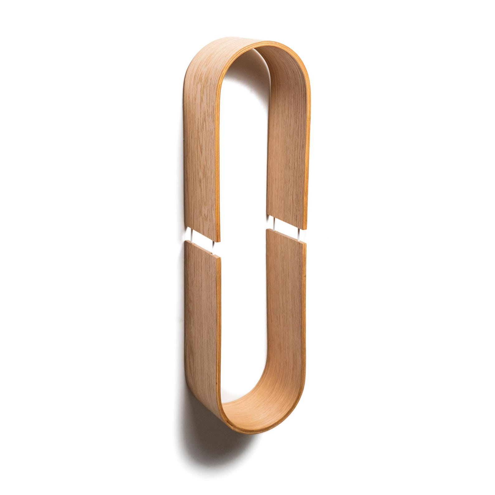 Bent Wood Wall Shelf Oval Loop Design Natural Oak Veneer image 2