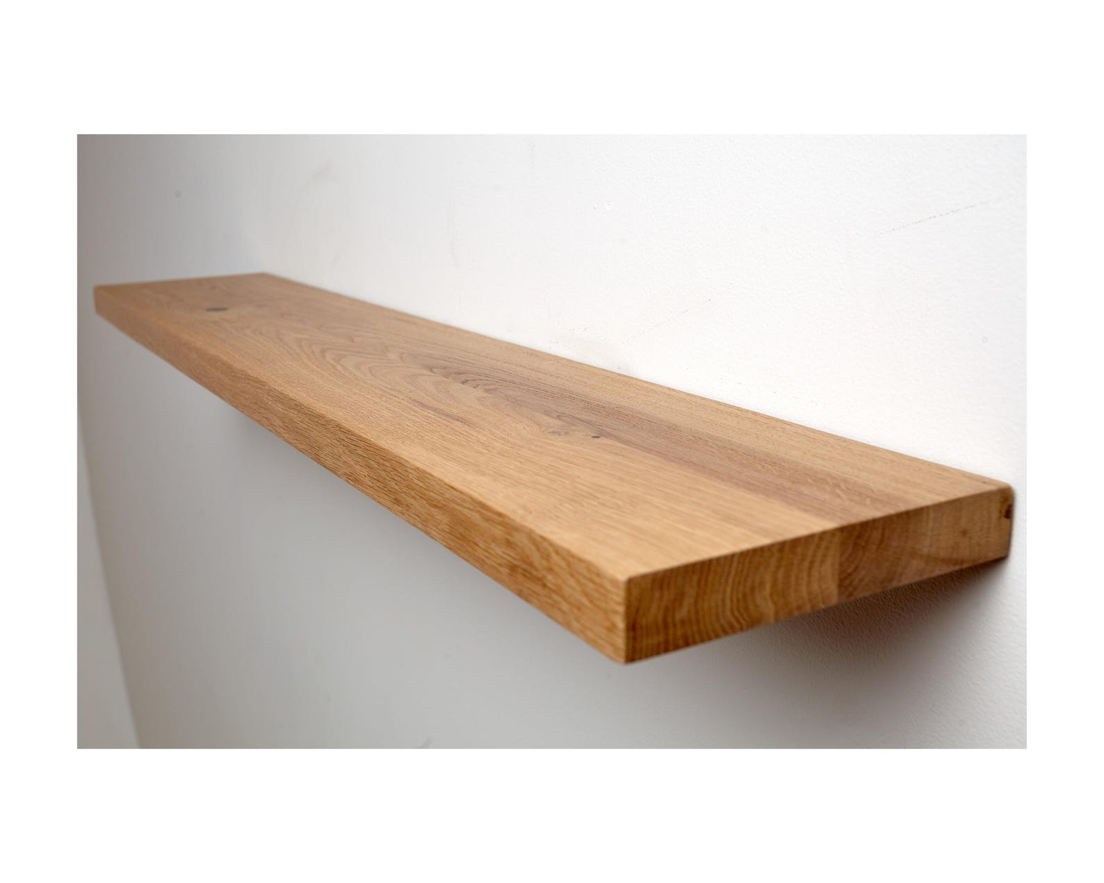 Solid Oak Floating Wall Shelf, Natural Wood Grain Finish image 2